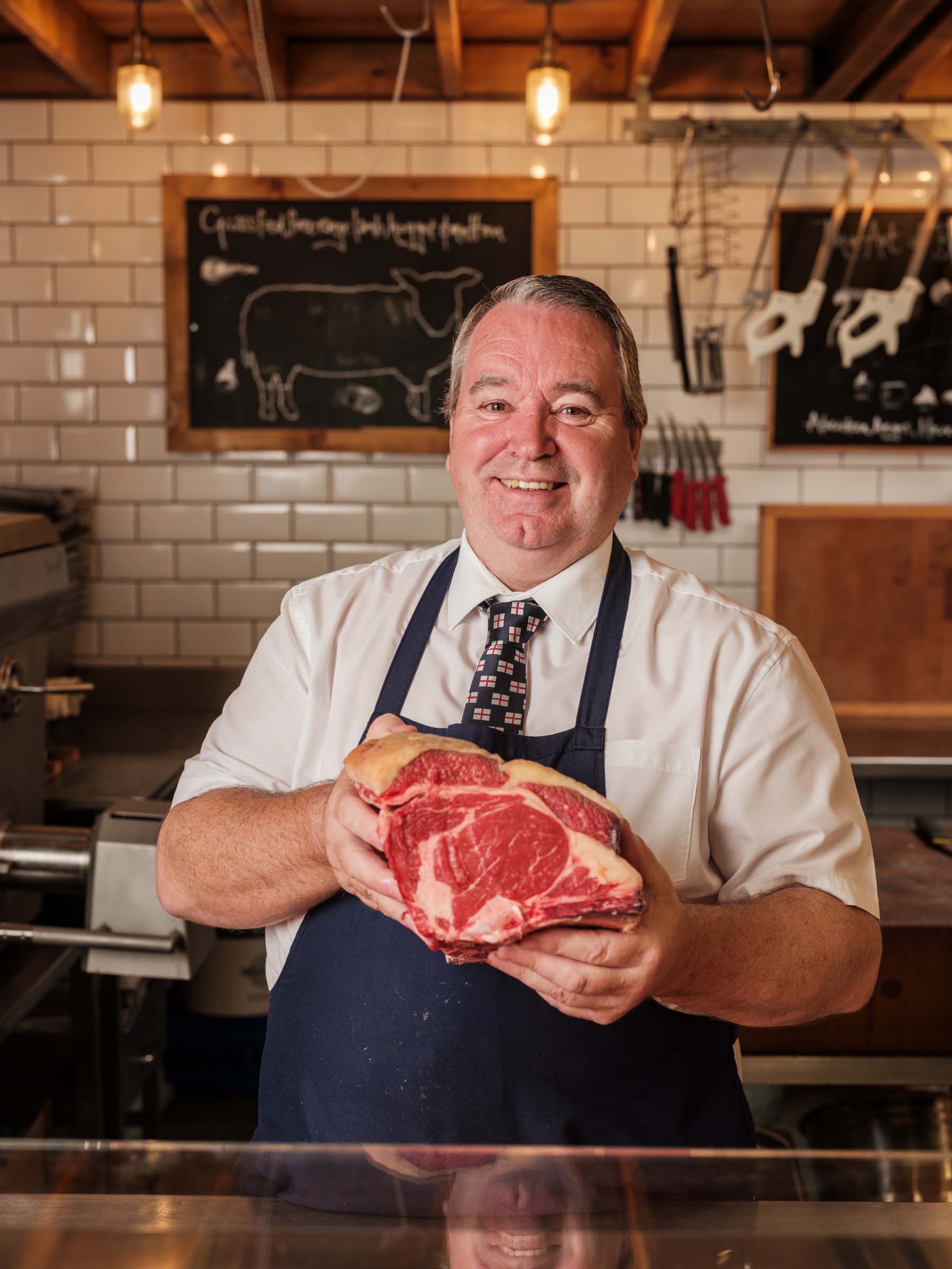 Steve our butcher at Farm Shop in Somerset